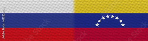 Venezuela and Russia Fabric Texture Flag     3D Illustration