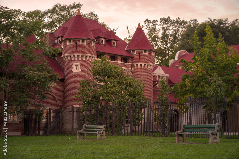 TORONTO, CANADA - 10 09 2018: Casa Loma Stables building under the