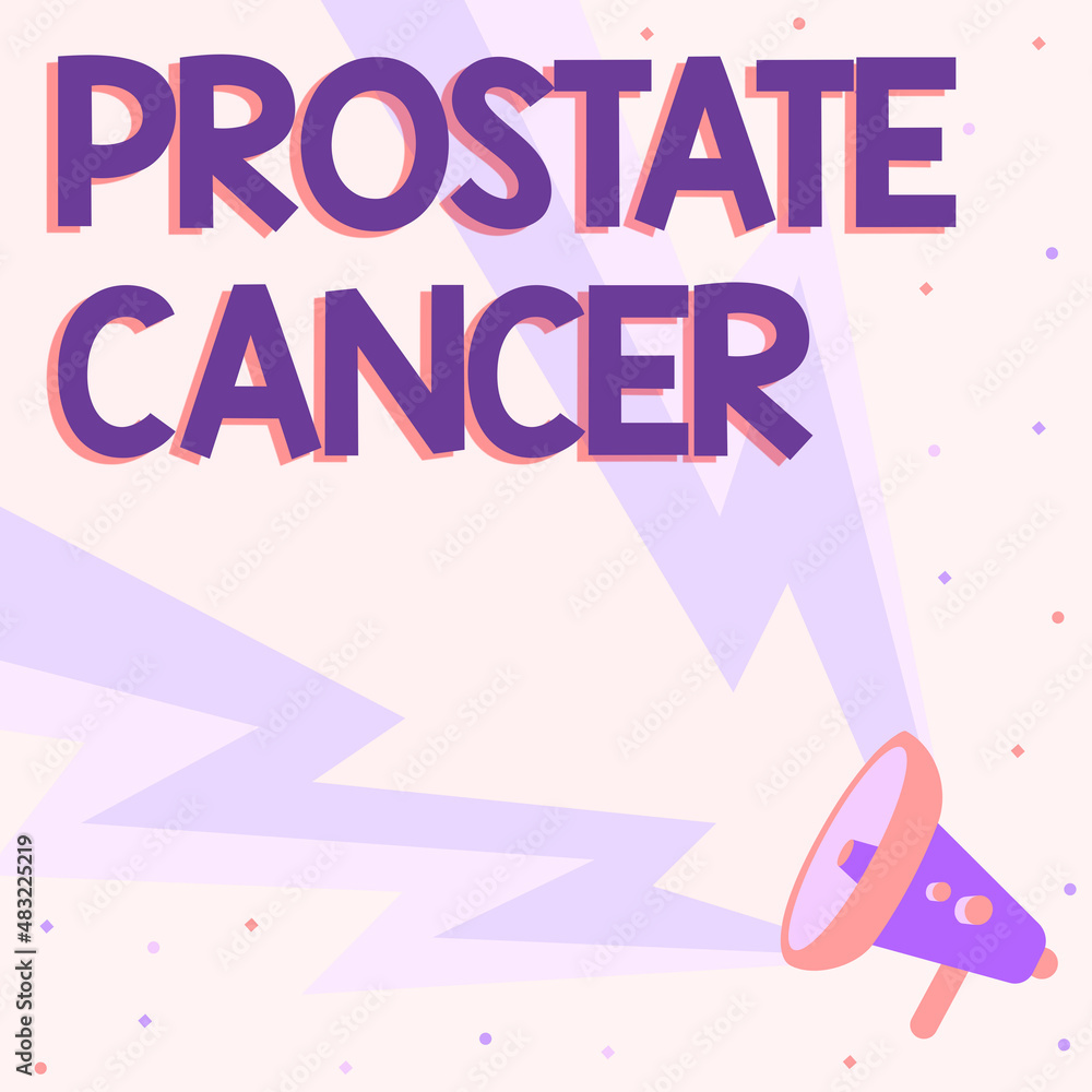 Hand writing sign Prostate Cancer. Business concept cancer develops in