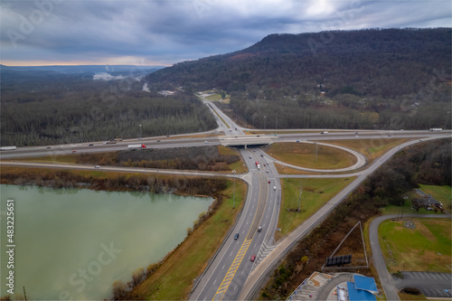 Aerial drone photo of mountain roads in Tennessee