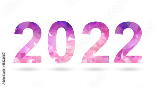 2022 pink polygon vector symbol. New Year isolated polygonal icon photo