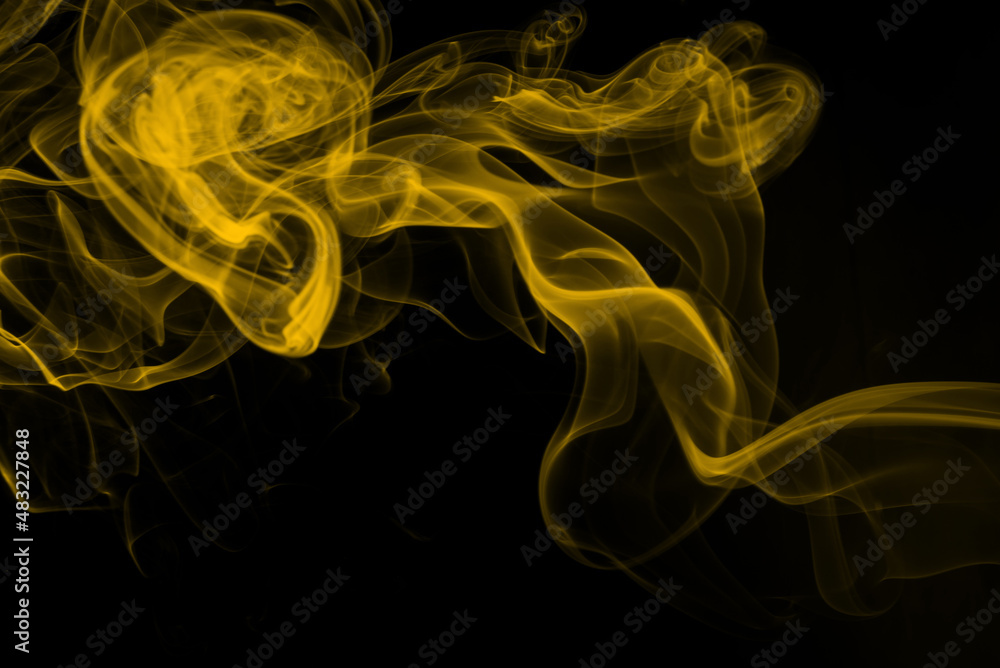 Yellow smoke abstract on black background, fire design Yellow smoke abstract on black background, fire design