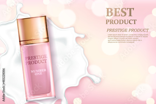 cosmetic bottle on abstract background or banner for cosmetic ads.