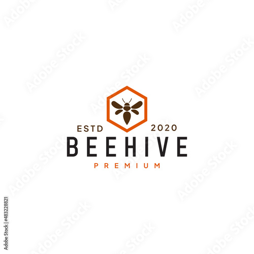 Beehive vintage logo template vector
