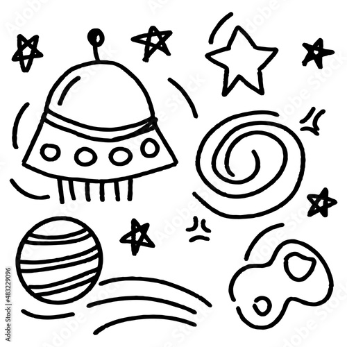 Set of cute planet doodles vector illustration