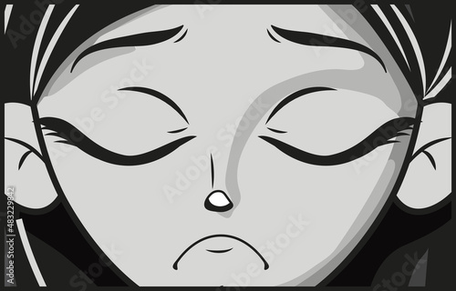sad anime girl design