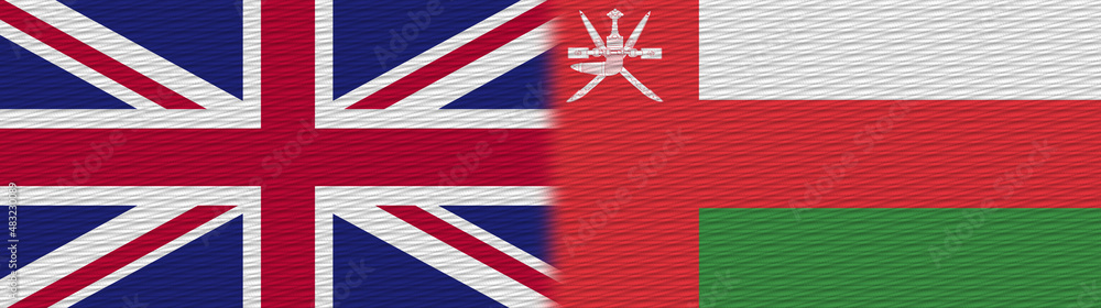 Oman and United Kingdom British Britain Fabric Texture Flag – 3D Illustration Oman and United Kingdom British Britain Fabric Texture Flag – 3D Illustration