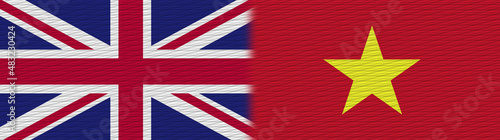 Vietnam and United Kingdom British Britain Fabric Texture Flag     3D Illustration