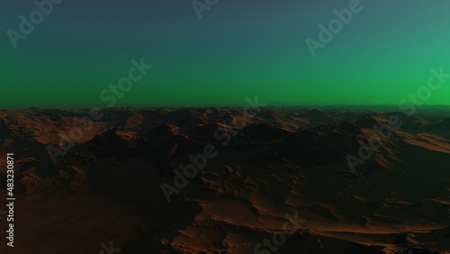 science fiction wallpaper  cosmic landscape  realistic exoplanet  abstract cosmic texture  beautiful alien planet in far space  detailed planet surface  abstract aerial view 3d render