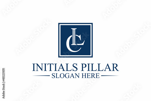legal pillar logo, initial letter c/L. premium vector