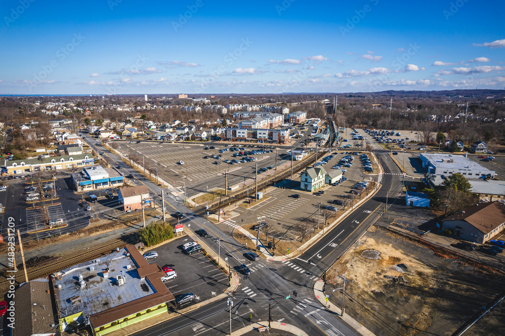 Aerial Drone of Matawan New Jersey in the Winter
