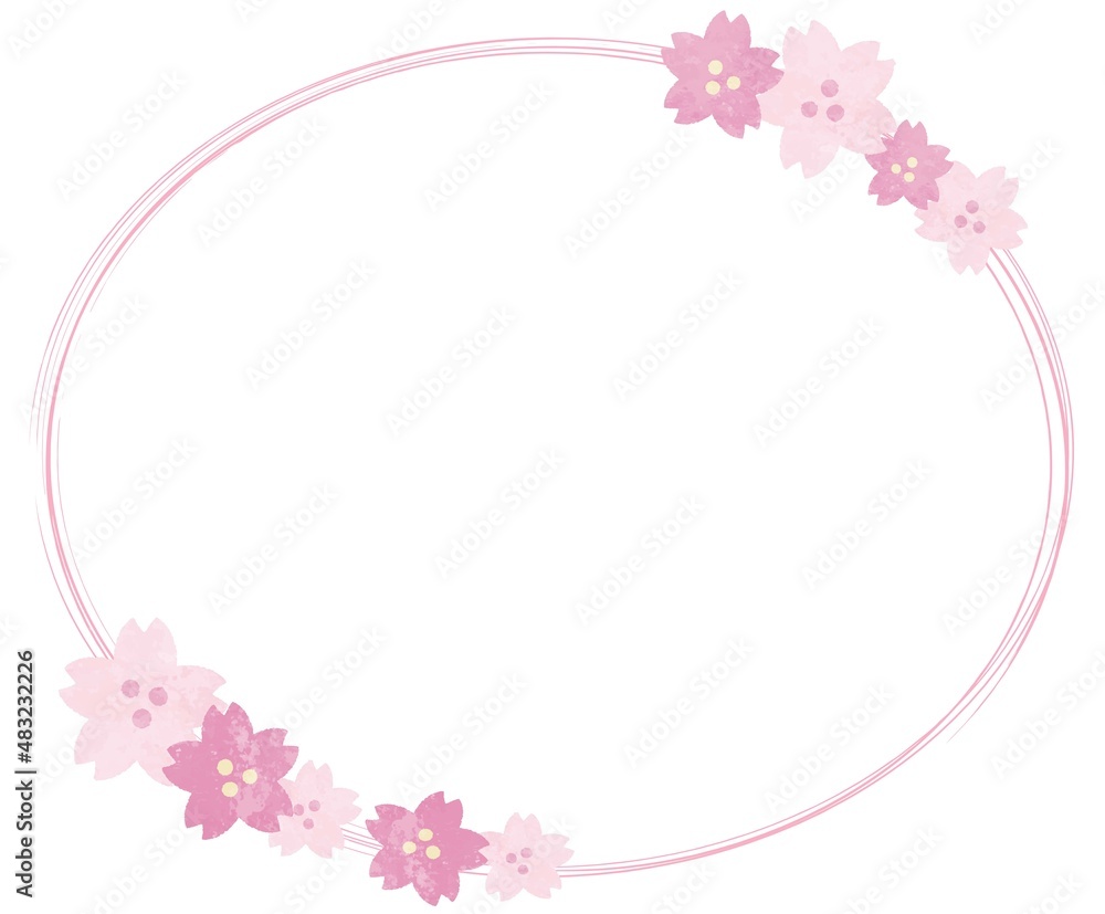 桜の素材　円フレーム枠