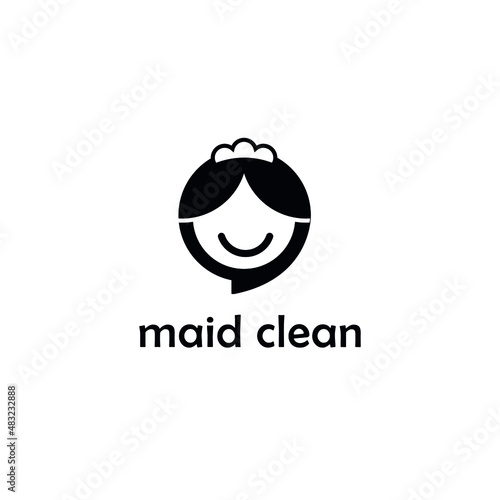 maid clean house service vector logo