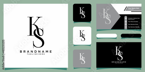 Alphabet letters Initials Monogram logo KS with business card design