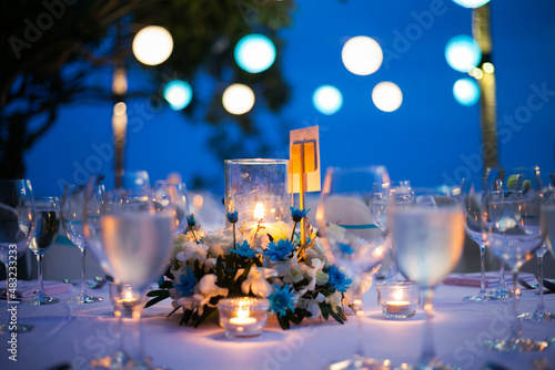 dinner table on the beach at Thailand