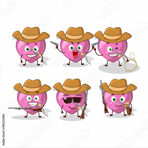 Cool cowboy pink cupid love arrow cartoon character with a cute hat