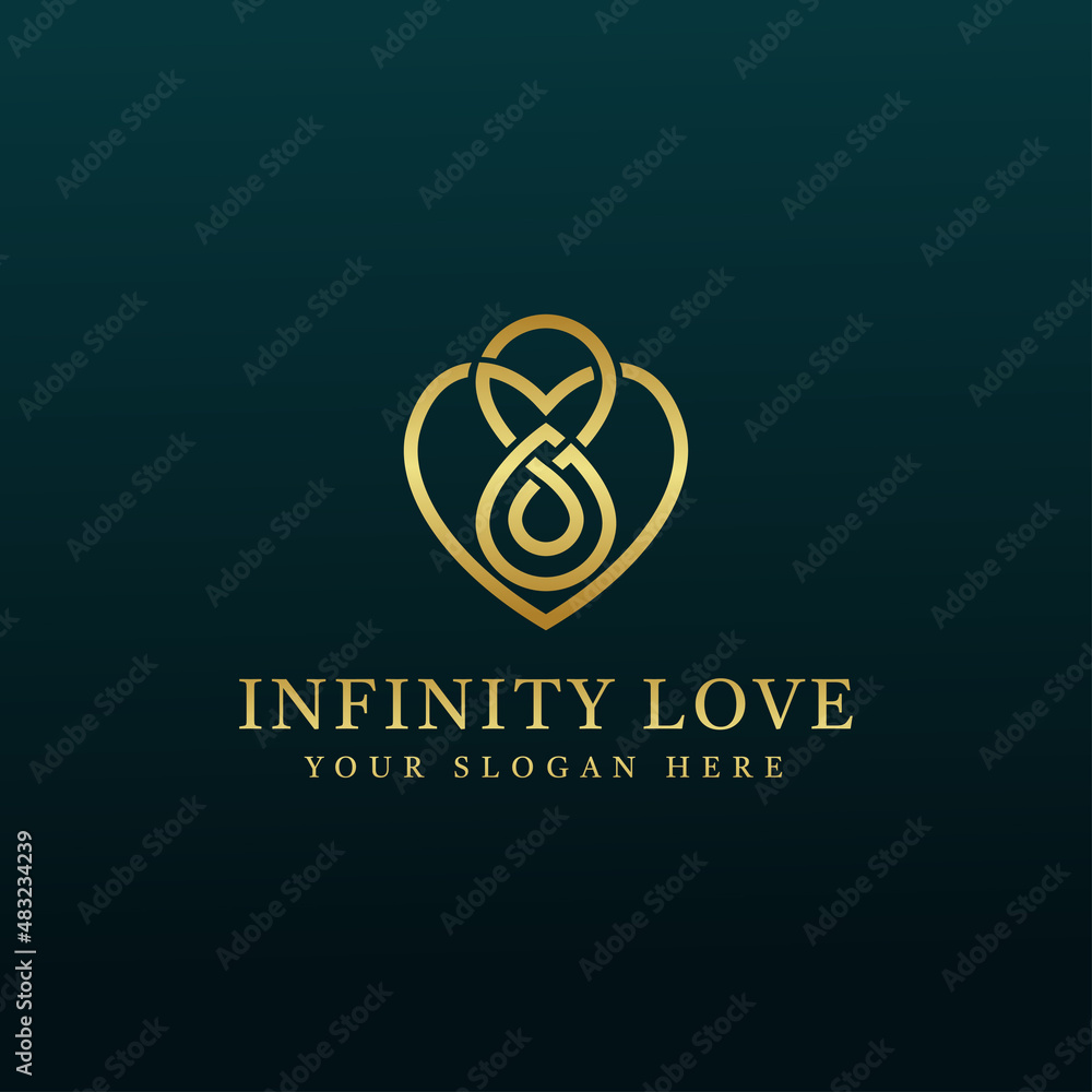 Luxury logo vector with Infinity Love concept in line art style Luxury logo vector with Infinity Love concept in line art style