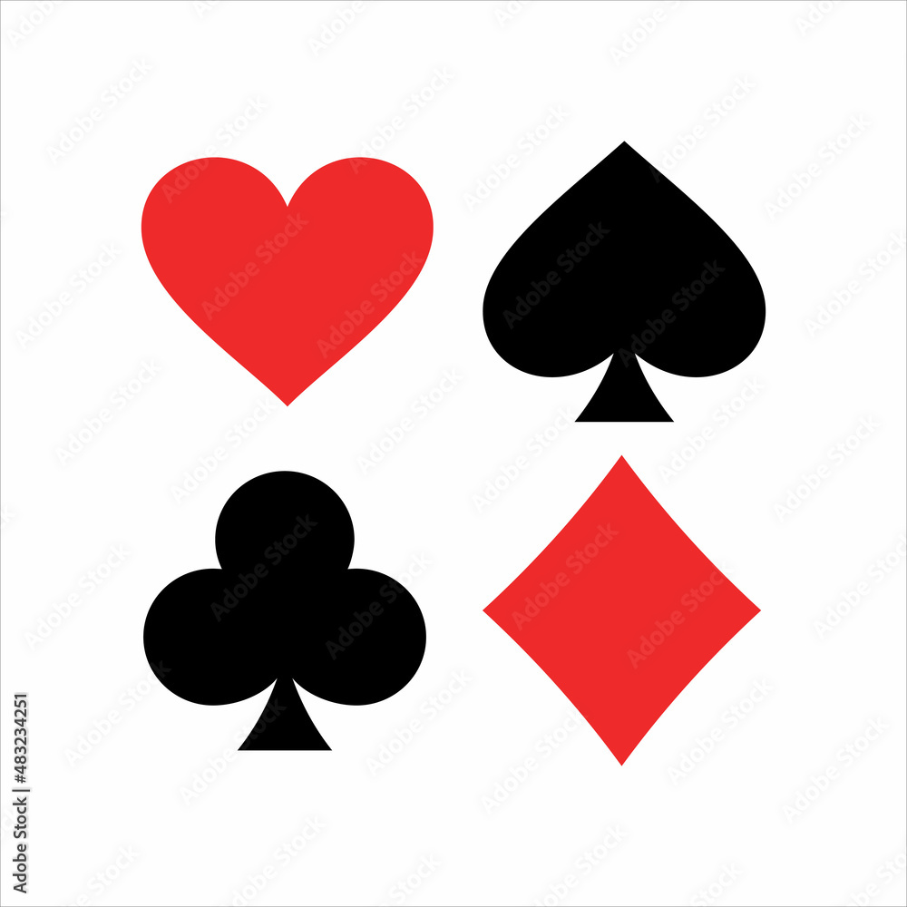Playing card spade, heart, club, diamond symbols icon design Vector template. Playing card spade, heart, club, diamond symbols icon design Vector template.