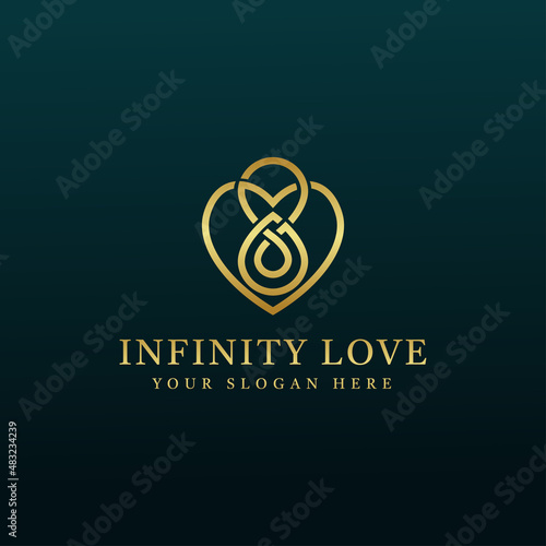 Luxury logo vector with Infinity Love concept in line art style