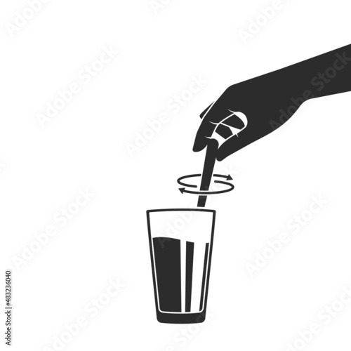 stirring a drink vector icon illustration concept design template