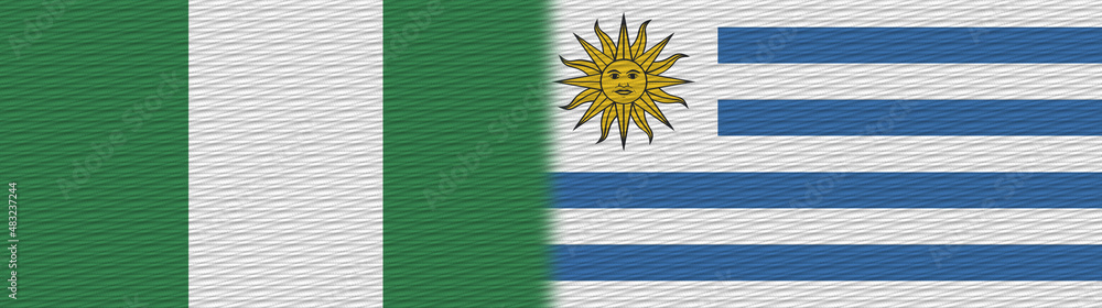 Fototapeta premium Uruguay and Nigeria Nigerian Fabric Texture Flag – 3D Illustration