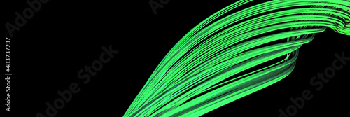 black background with green wave. abstract colored spiral on a dark background. modern abstraction banner 8k