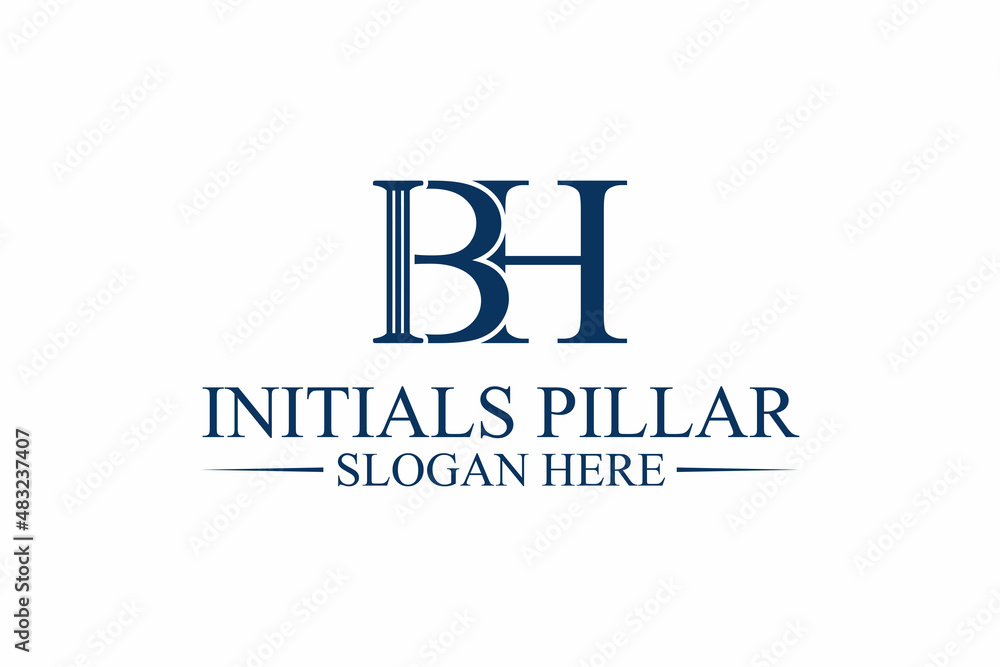 pillar logo, law firm, initial letter b/h. premium vector