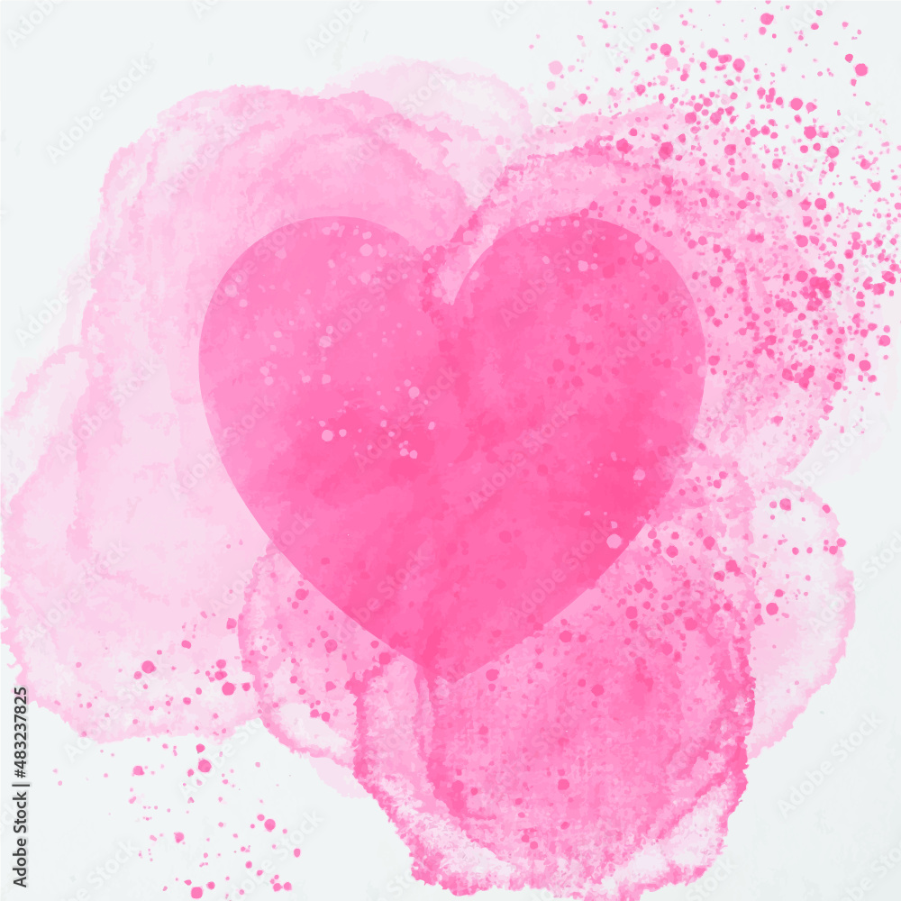 Heart icons watercolor illustration