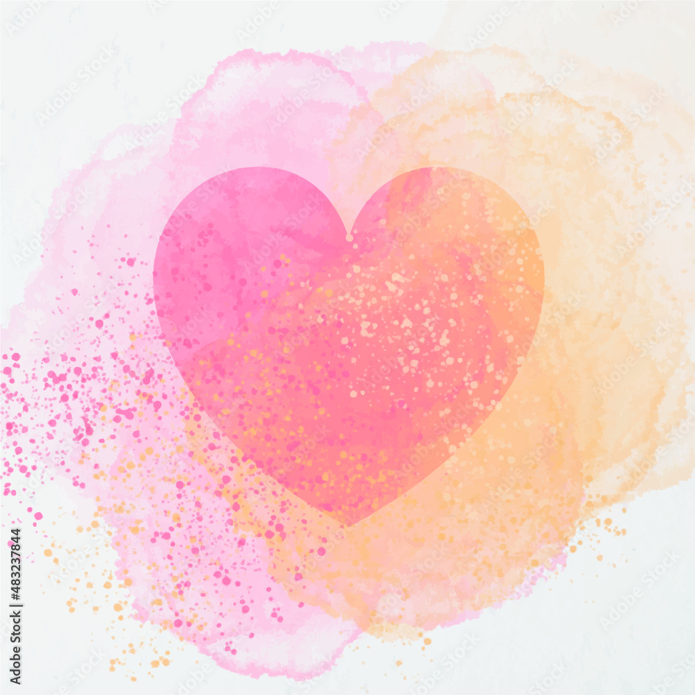 Heart icons watercolor illustration