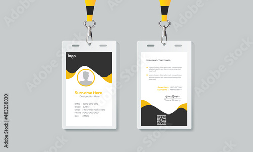 Simple and Yellow ID Card Design Template. Professional Identity Card Template Vector for Employee.