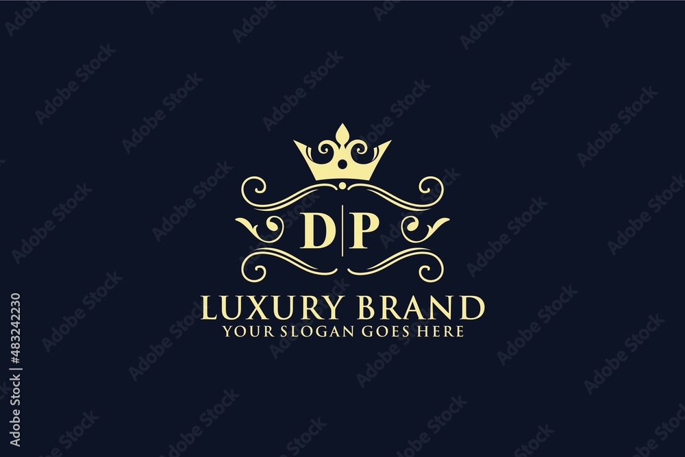 letter Initial DP elegant luxury monogram logo or badge template with ...