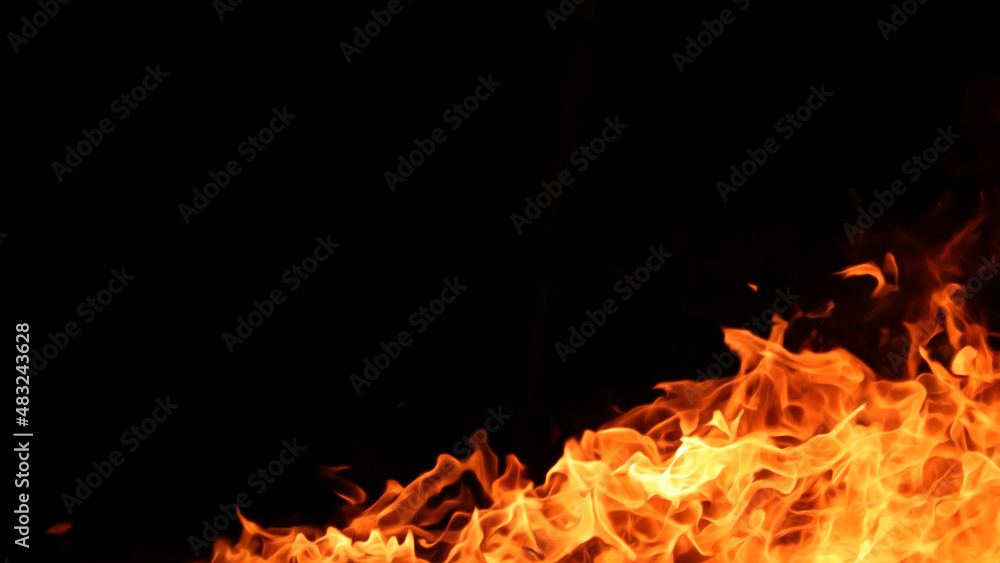Horizontal background image of a red-hot flame
