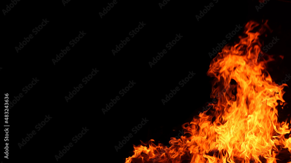 Horizontal background image of a red-hot flame Horizontal background image of a red-hot flame