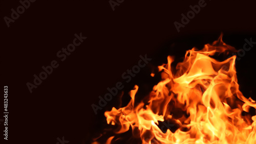 Horizontal background image of a red-hot flame © shibadog