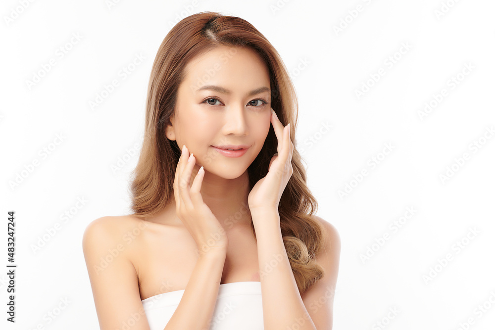 Beautiful young asian woman with clean fresh skin on white background, Face care, Facial treatment, Cosmetology, beauty and spa, Asian women portrait. Beautiful young asian woman with clean fresh skin on white background, Face care, Facial treatment, Cosmetology, beauty and spa, Asian women portrait.