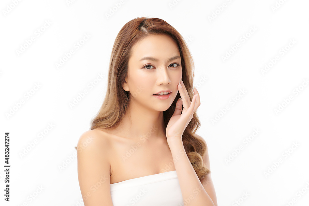 Beautiful young asian woman with clean fresh skin on white background, Face care, Facial treatment, Cosmetology, beauty and spa, Asian women portrait. Beautiful young asian woman with clean fresh skin on white background, Face care, Facial treatment, Cosmetology, beauty and spa, Asian women portrait.