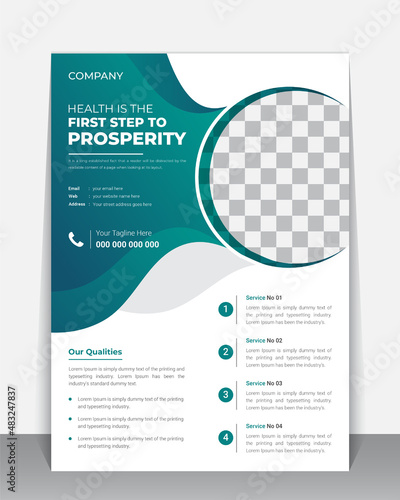Creative Business and Medical health care Flyer, Brochure, Leaflet design template, A4 modern Vector Flyer and Mock up Template layout of poster, flyer, brochure and banner report
