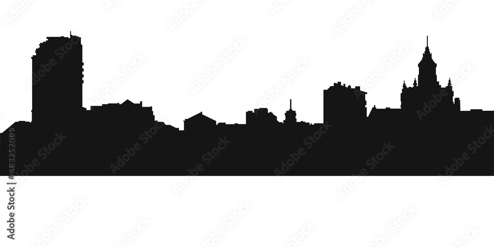 Silhouette of city black color on white background