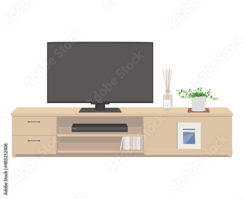 Vector illustration of TV cabinet isolated on background.	