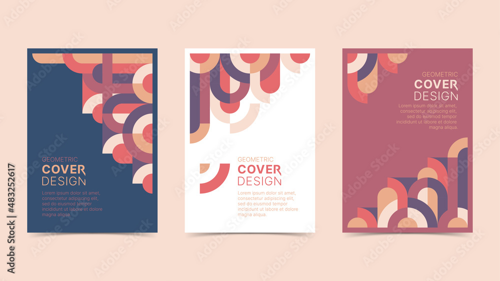 Set of retro geometric cover design template