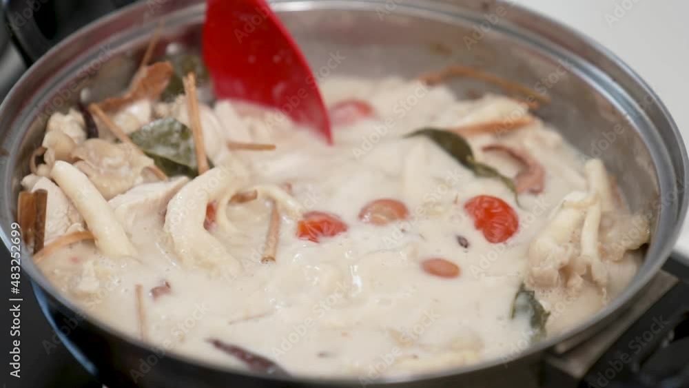 Home Cooking Tom Kha Gai Traditional Thai Chicken Soup with Coconut Milk and Galangal Home Cooking Tom Kha Gai Traditional Thai Chicken Soup with Coconut Milk and Galangal