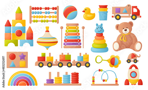 a set of colorful children's toys. vector illustrations with cartoon style.
