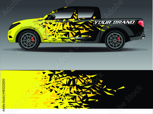 Car wrap design vector. Graphic abstract stripe racing background kit designs for wrap vehicle, race car, rally, adventure and livery