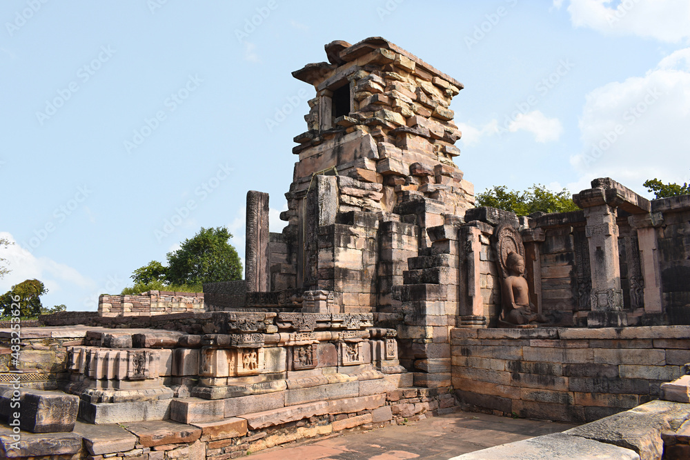 Naklejka premium Gupta Temple and Monastery 45 at ancient Buddhist monument . World Heritage Site, Sanchi, Madhya Pradesh, India