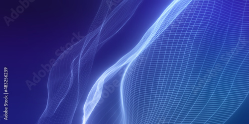 Abstract background. Abstract wireframe waves. 3d render