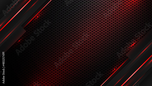 Abstract red and black geometric shapes background, Futuristic technology vector background