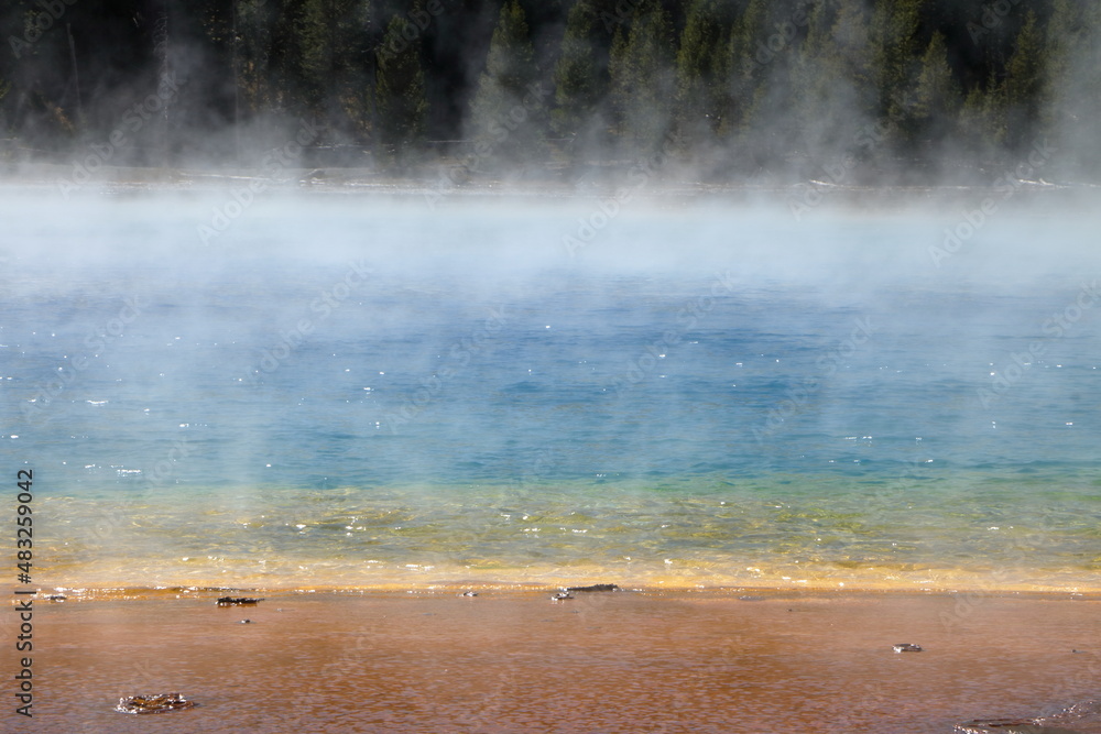 Sparkling acidic waters of Grand Prismatic Spring, Yellowstone National Park, Wyoming