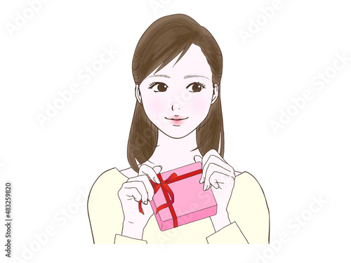 セミロングの女性_バレンタイン_横目