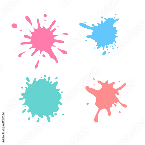colored paint splatter on white background
