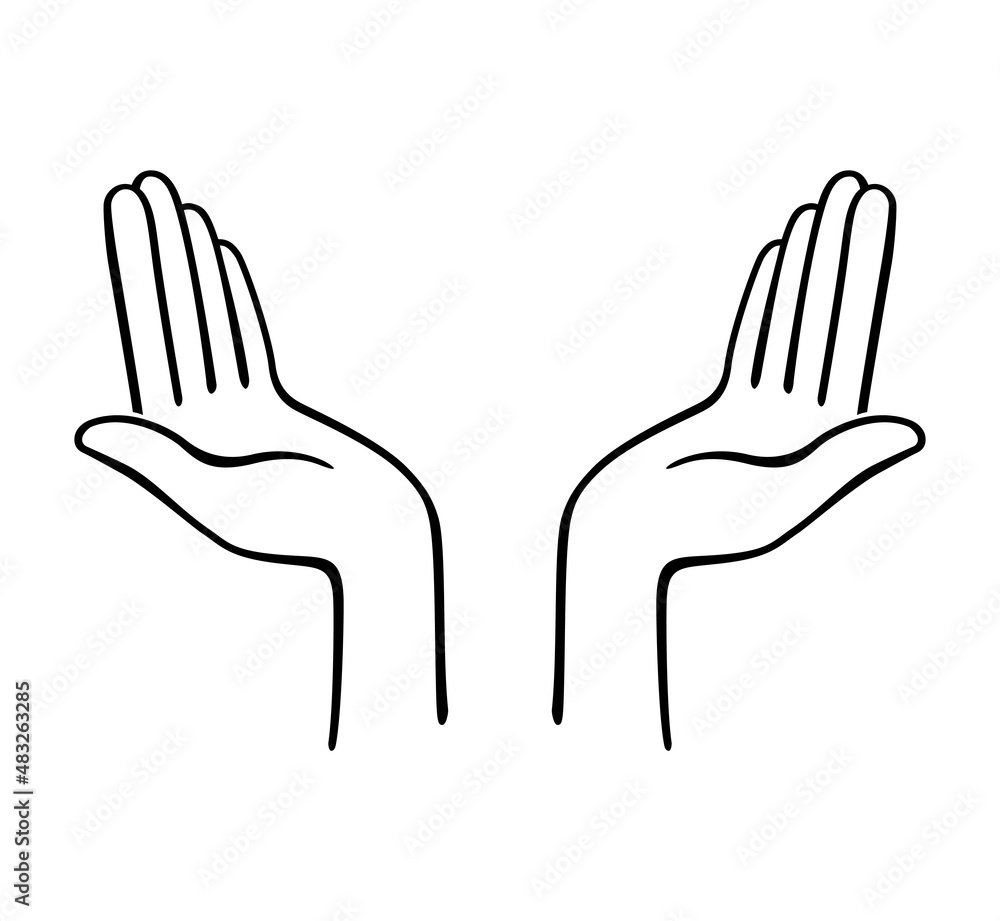 Obraz premium simple open hands outline